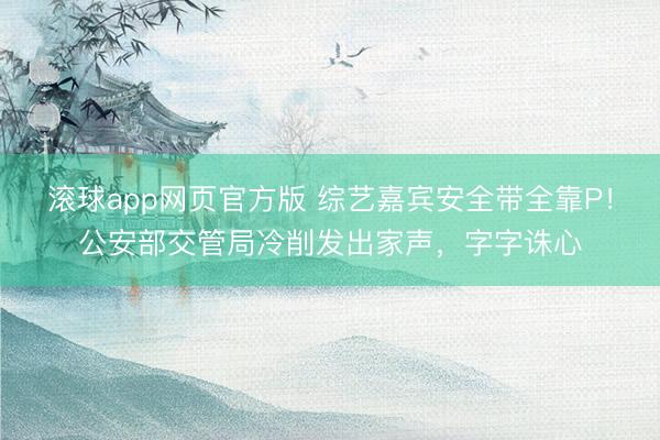 滚球app网页官方版 综艺嘉宾安全带全靠P!公安部交管局冷削发出家声,字字诛心