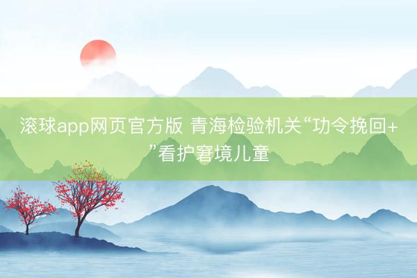 滚球app网页官方版 青海检验机关“功令挽回+”看护窘境儿童