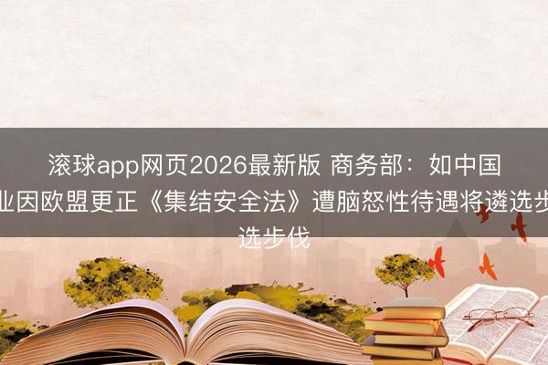 滚球app网页2026最新版 商务部：如中国企业因欧盟更正《集结安全法》遭脑怒性待遇将遴选步伐